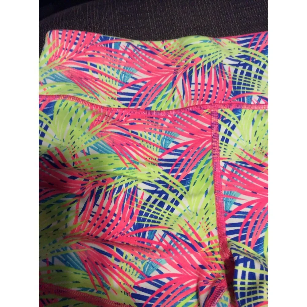 Victorias Secret Sport Small Print Shorts Neon Ruched Sides VSX